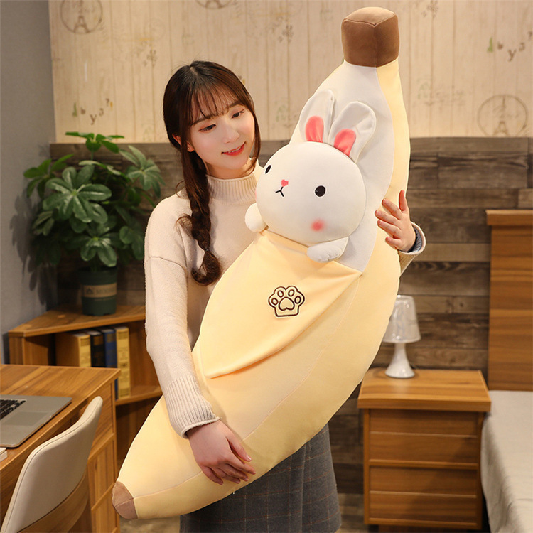 Animal Plushies Adorable Banana Pig Plush Pillow with Strawberry & Carrot - 50cm Long