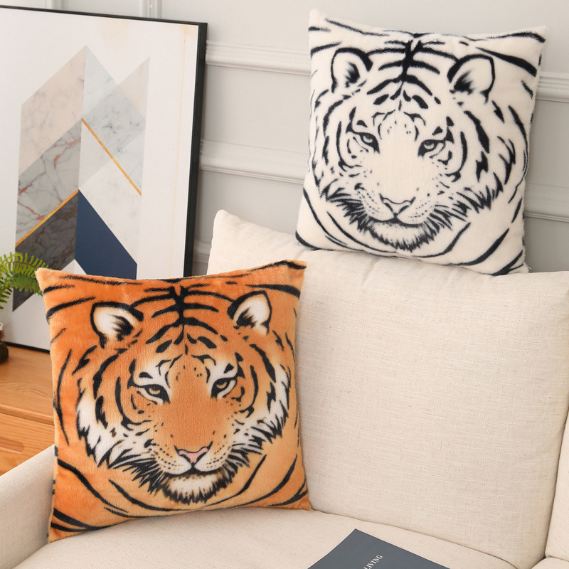 Animal Plushies Modern Nordic Tiger Head Pillow: Add Style to Your Sofa