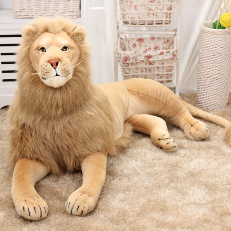Animal Plushies Realistic Standing Lion Statue - Lifelike Animal Model Display