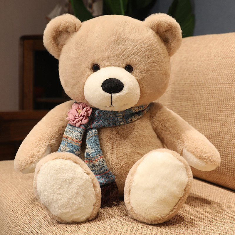 Bear Plushies Adorable Plush Flower Scarf Bear Doll - Perfect Gift for All Ages