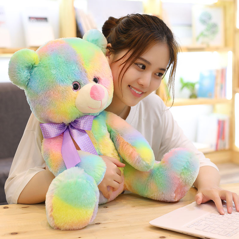 Bear Plushies Adorable Rainbow Teddy Bear Plush Toy - Perfect Colorful Cuddly Gift