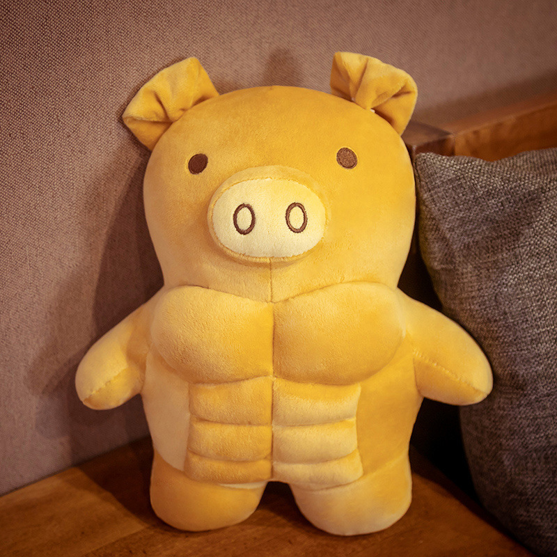 Bear Plushies Custom Macho Pillow Bear & Cute Pig: Funny Sleeping Sand Sculpture Dolls