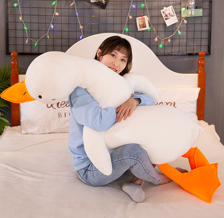 Bird Plushies Adorable Big White Goose Plush Toy: Perfect Sleeping Leg Pillow for Girls