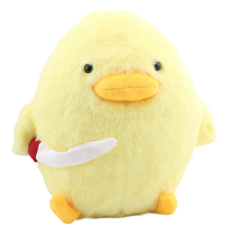 Bird Plushies Adorable Little Yellow Duck Plush Toy with Knife - Cute Ragdoll