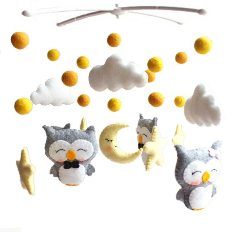 Bird Plushies Handmade Newborn Owl Crib Rattle Toy - Perfect Baby Gift