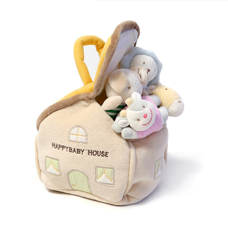 Bunny Plushies Adorable Fabric Rattle Set: Small House & BB Stick Combo