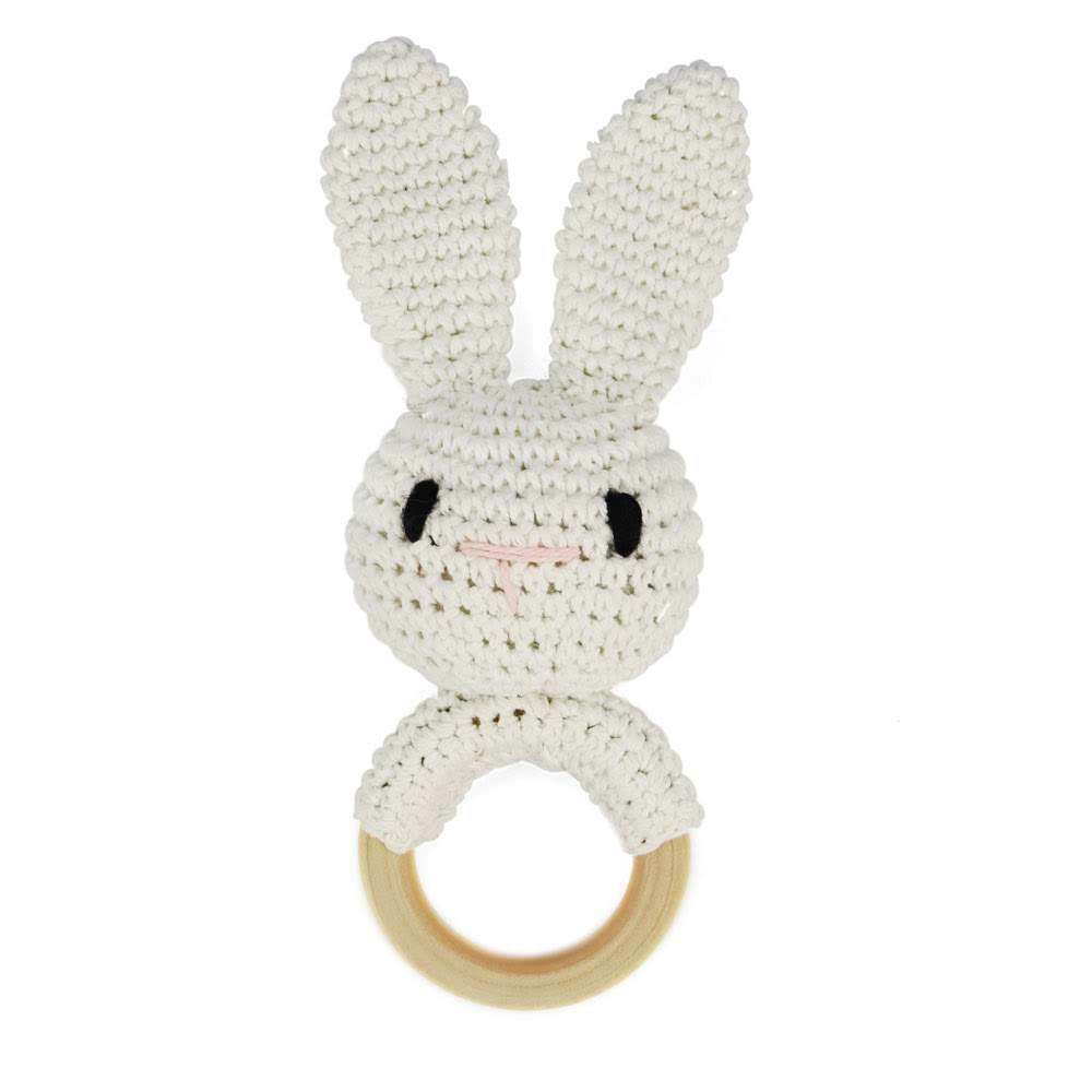 Bunny Plushies Adorable Handmade Crochet Rabbit Rattle for Babies - Perfect Gift!