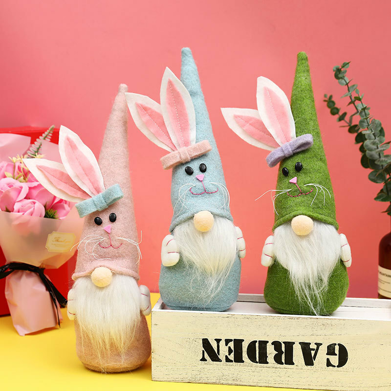 Bunny Plushies Charming Easter Bunny Doll with Pointed Hat - Home Decor Ornaments