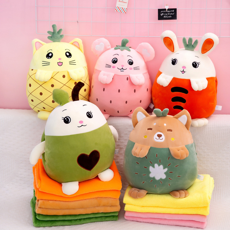 Bunny Plushies Cozy Cartoon Rabbit AC Blanket & Plush Hand-Warming Pillow Set