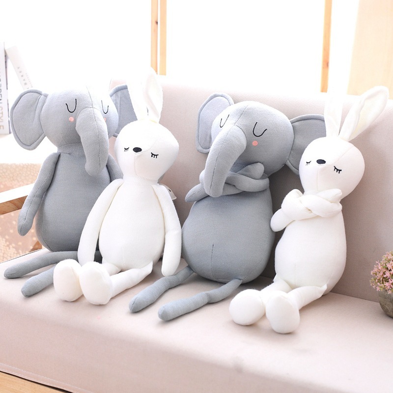 Bunny Plushies High-Quality 50cm Elephant & Bunny Plush Dolls - Soothing Baby Toys