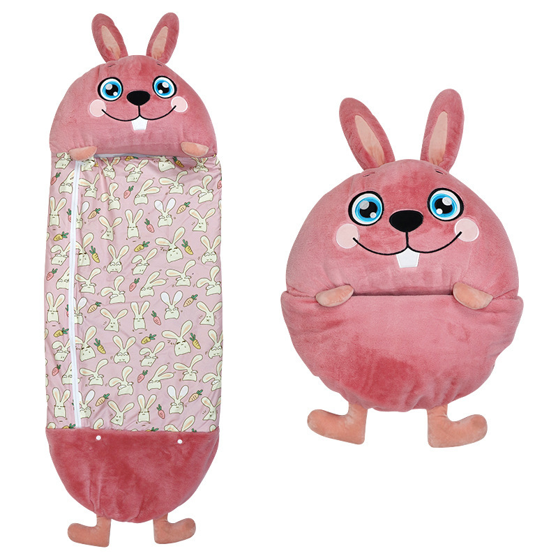 Bunny Plushies Warm & Cozy Cartoon Animal Sleeping Bag with Pillow Storage