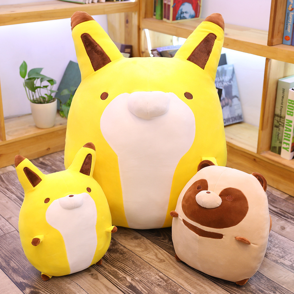 Cartoon Plushies Adorable Raccoon & Fox Anime Plush Toys - Soft Baby Cushions for Home Decor