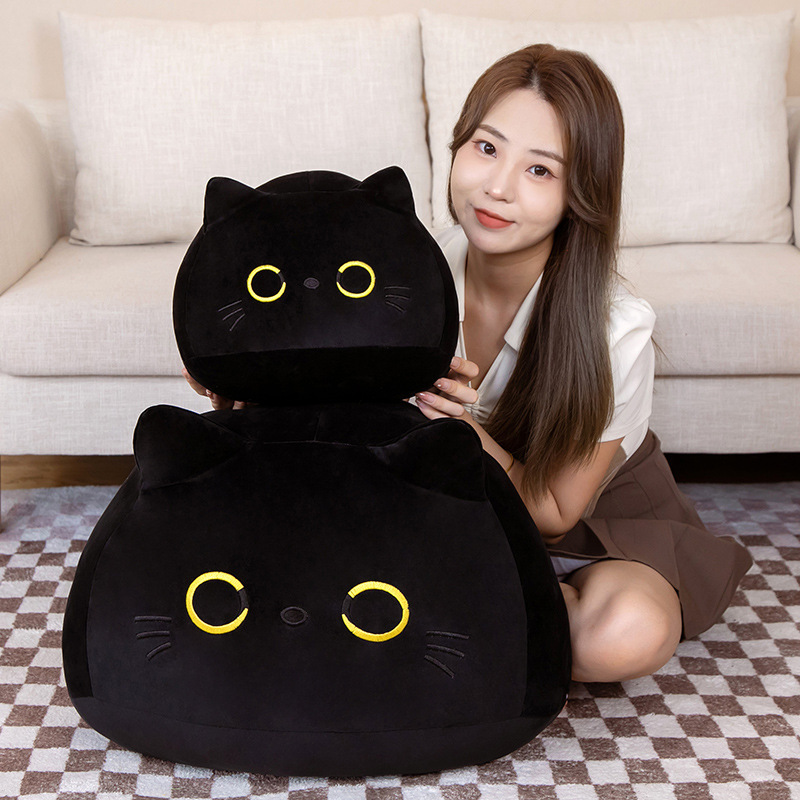 Cat Plushies Adorable Down Cotton Cat Doll Pillow with Elastic Comfort