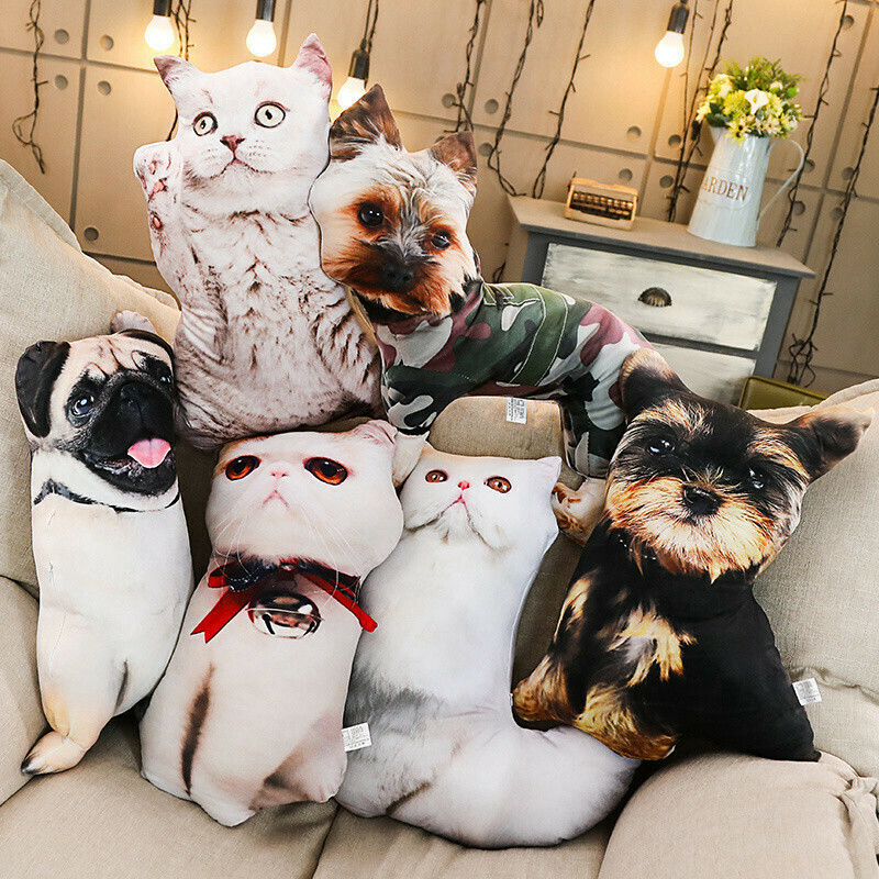 Cat Plushies: Big Face Cute & Funny Toy Pillow for Girls & Pug Lovers