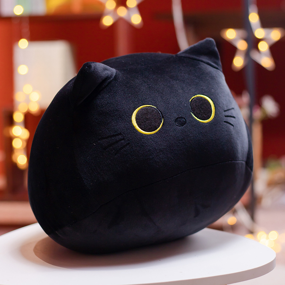 Cat Plushies: Black & White Cartoon Kitty Pillows for All Ages
