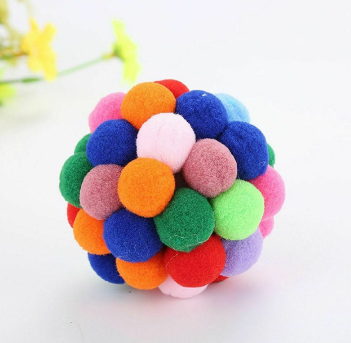Cat Plushies: Colorful Handmade Toy with Bell for Feline Fun
