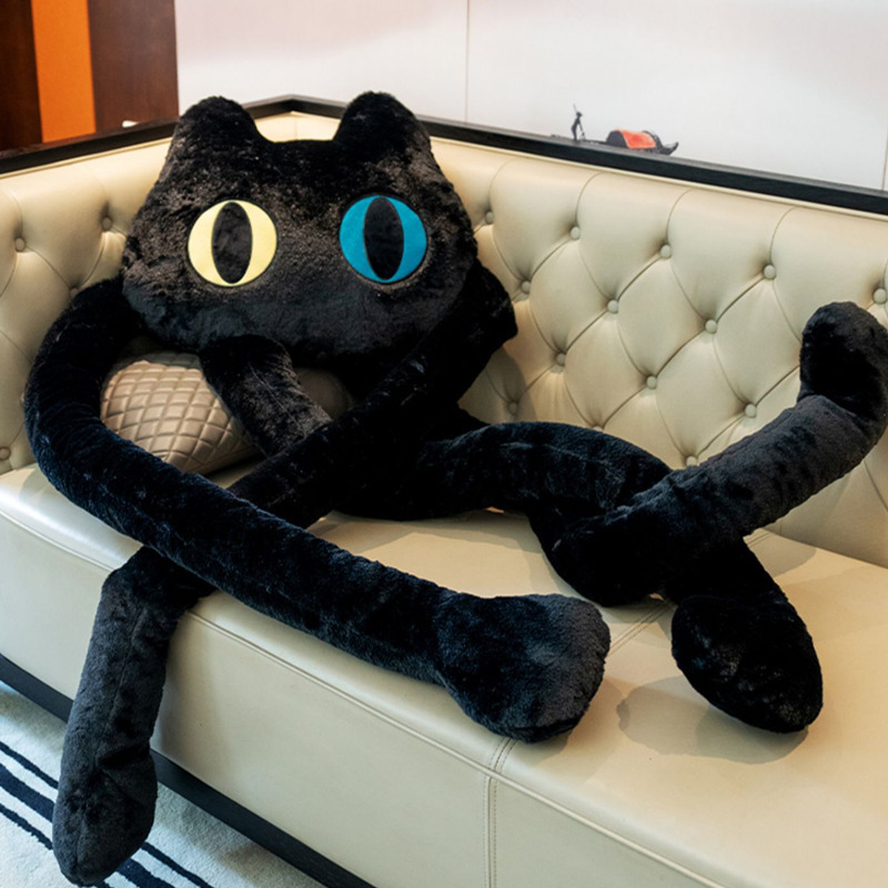 Cat Plushies: Giant Black Toy with Long Legs Hug Pillow & Oversized Doll