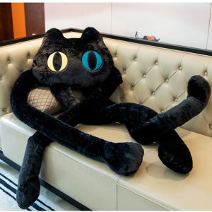 Cat Plushies: Giant Black Toy with Long Legs Hug Pillow & Oversized Doll