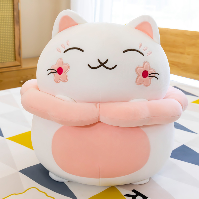 Cat Plushies Lucky Doll Pillow For Girls - Soft Cotton Cartoon Design