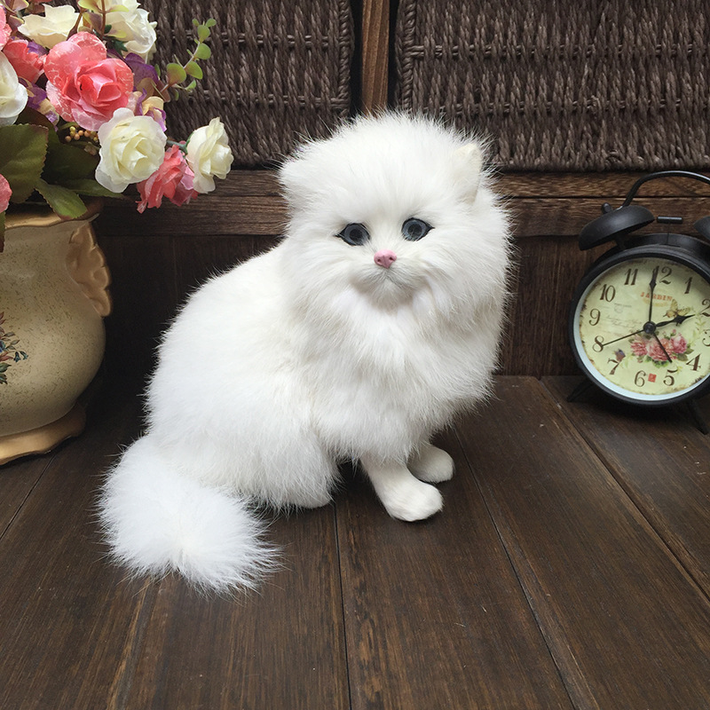 Cat Plushies Luxurious Handmade Persian Cat Imitation - Genuine Leather Fur Crafts & Gifts