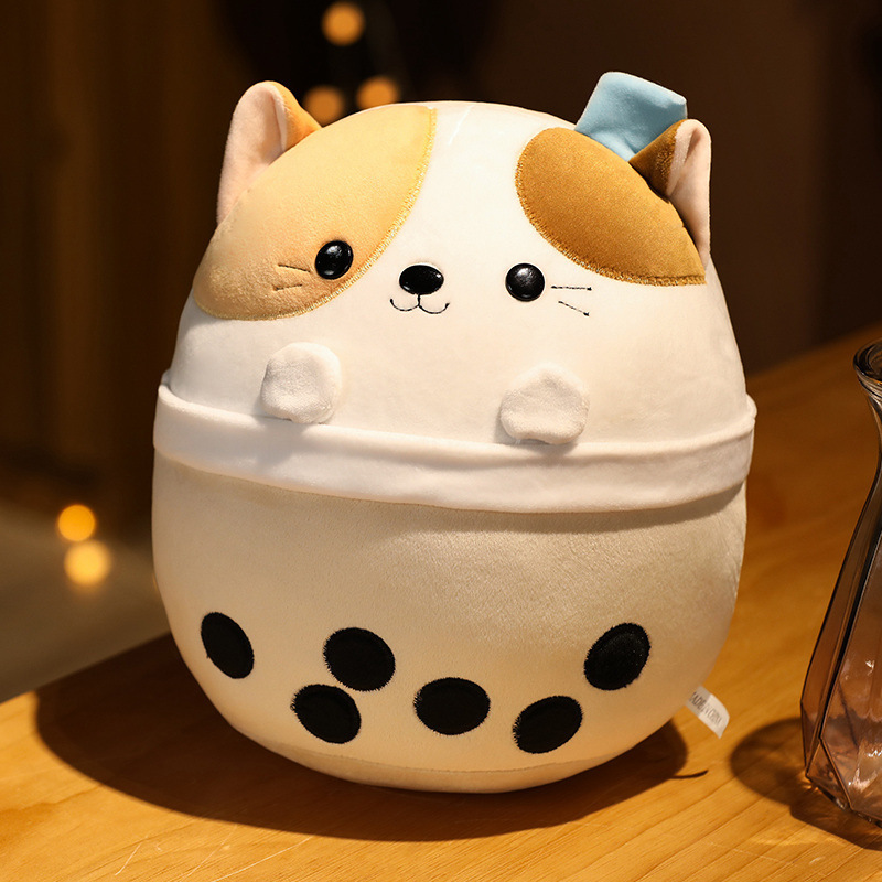 Cat Plushies: Milk Tea Animal Toy - Ideal Gift for Kids & Adults