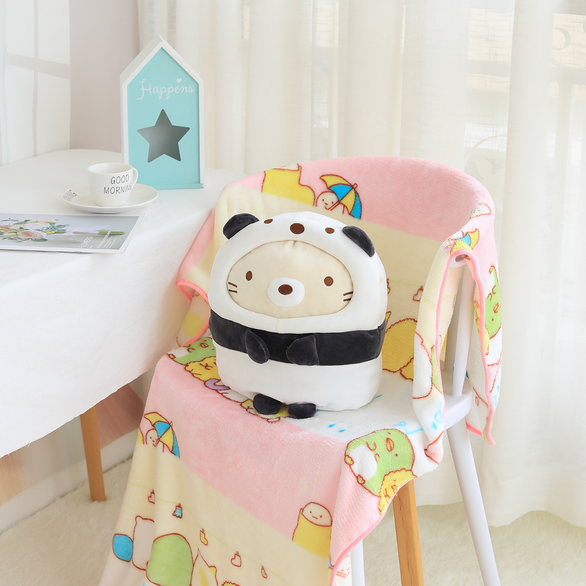 Cat Plushies: Panda Dinosaur Toy - Transforming Pillow & Blanket Combo