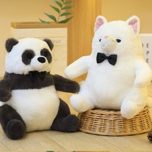 Cat Plushies: Panda with Bow Tie & Pink Pig - Perfect Kids Gift