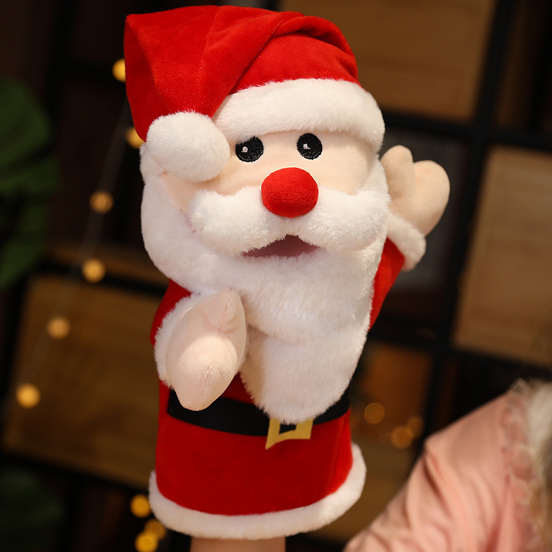 Christmas Plushies Adorable Santa, Snowman & Elk Plush Hand Puppets for Kids