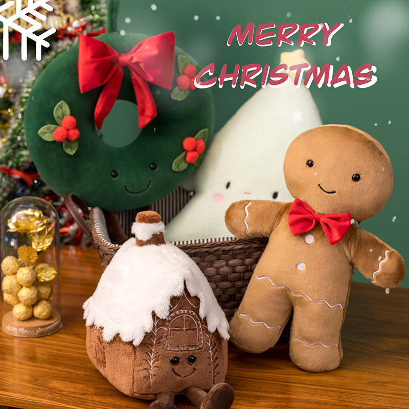Christmas Plushies Festive Gingerbread Man, Igloo & Christmas Tree Plush Toy Set