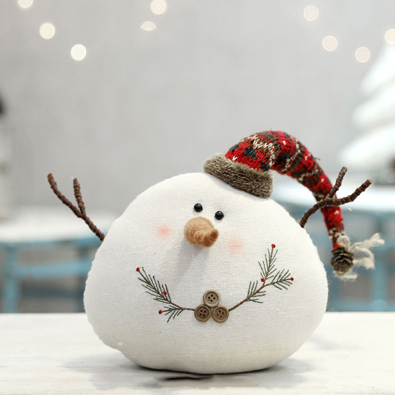 Christmas Plushies White Snowman Plush Doll: Perfect Christmas Decoration with Hooded Scarf
