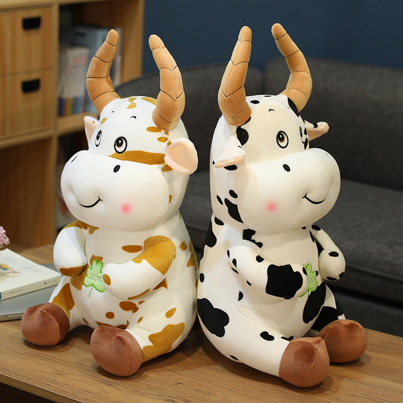 Cow Plushies Adorable Four-Leaf Clover Calf Plush Toy - Soft & Cuddly Gift
