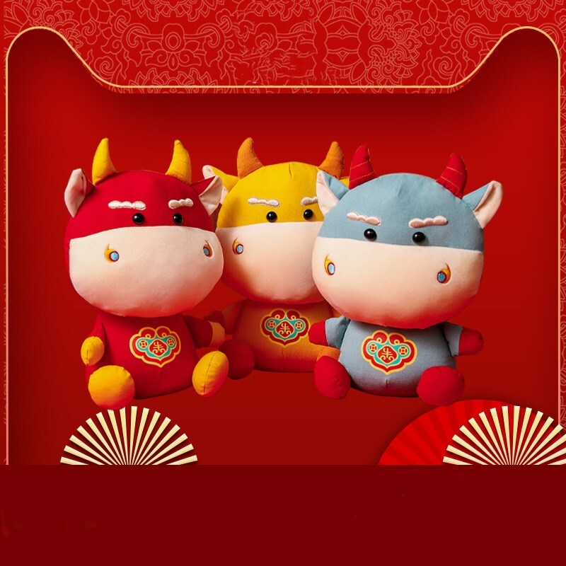Cow Plushies Chinese Zodiac Year of the Ox Plush Cow Doll - Adorable Ragdoll Toy