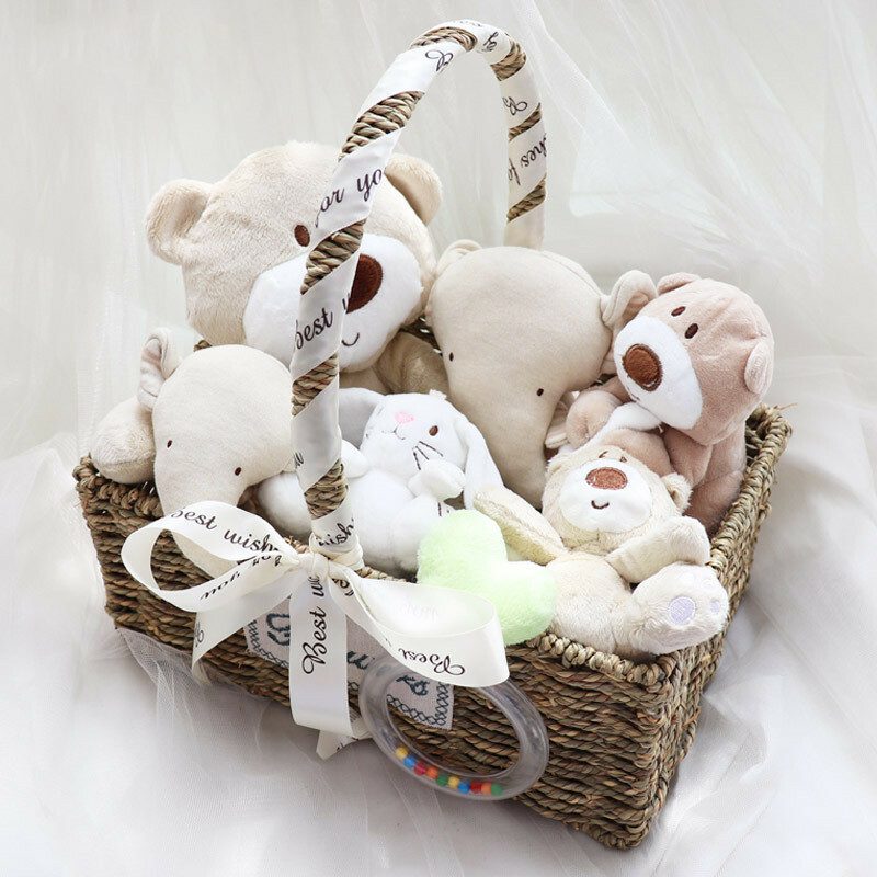 CozyPlushies Adorable Newborn Baby Cotton Toy Set - Perfect Colorful Gift Box