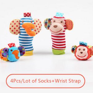 CozyPlushies Adorable Soft Animal Rattle for Infants 0-12 Months - Plush Baby Toy with Wrist Strap & Foot Socks