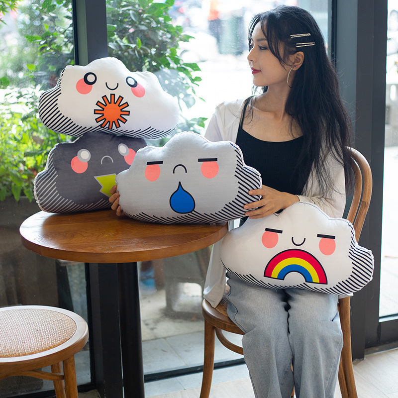 CozyPlushies Double-Sided Weather Cloud Expression Pillow: Show Your Mood