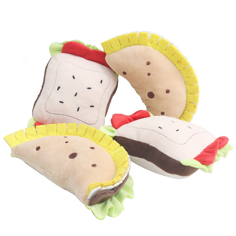 Dog Plushies Durable Sandwich Dumpling Plush Toy for Teething Dogs - Soothing Chew & Squeak