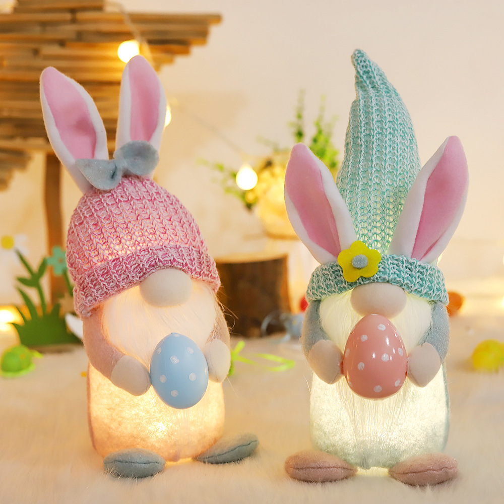 Easter Plushies LED Light-Up Ears & Colorful Egg Doll Ornaments - Perfect Gift
