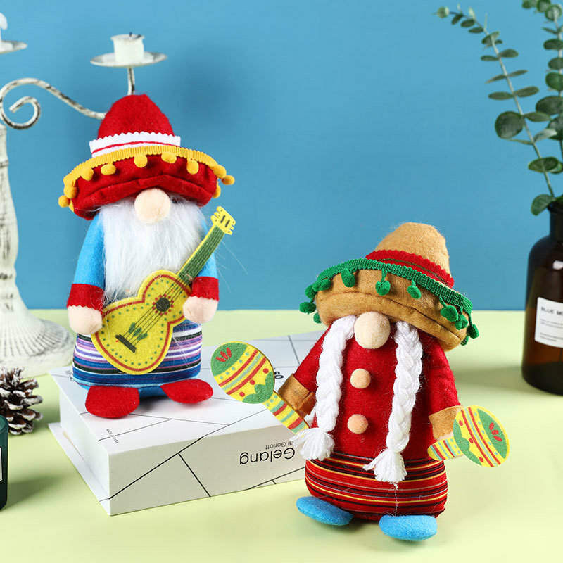 Event Plushies Authentic Mexican Carnival Sombrero Dolls with Musical Instruments