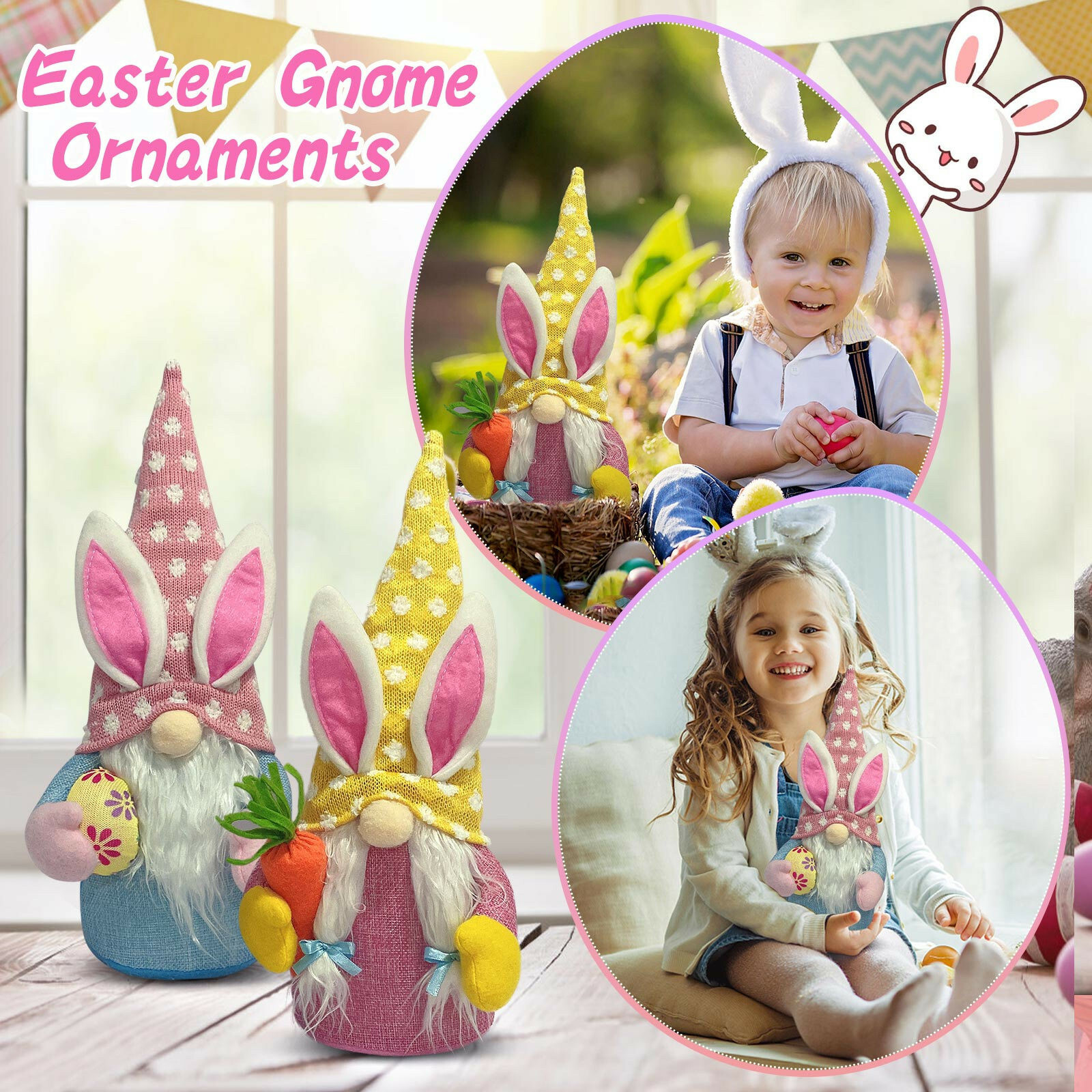Event Plushies Charming Easter Gnome Doll - Window Ornament for Home Decor