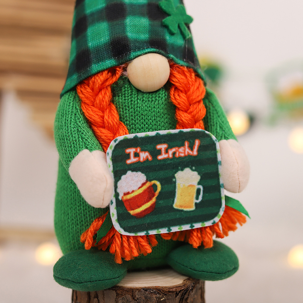 Event Plushies Charming Irish St Patrick's Day Couple Dolls with Plaid Hats