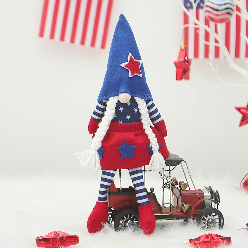 Event Plushies Patriotic Independence Day Dwarf Doll - Long Legs Sitting Figure Decor