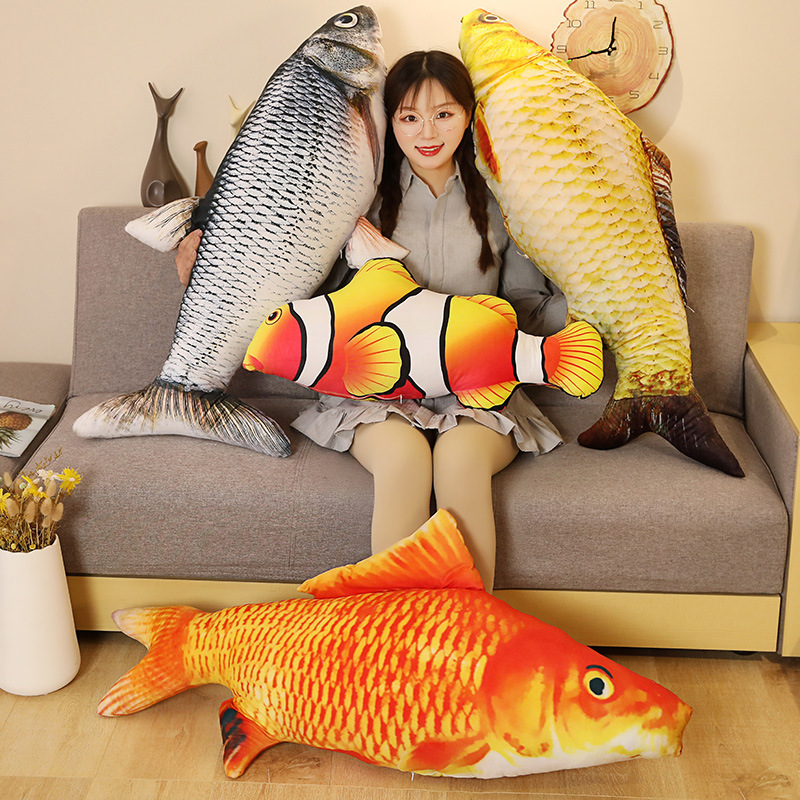 Fish Plushies Adorable Cartoon Crucian Carp Plush Toy - Long Pillow Companion for Bedtime