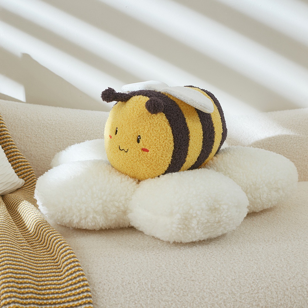 Flower Plushies Charming Bee Doll Flower Cushion for Cozy Living Room Decor