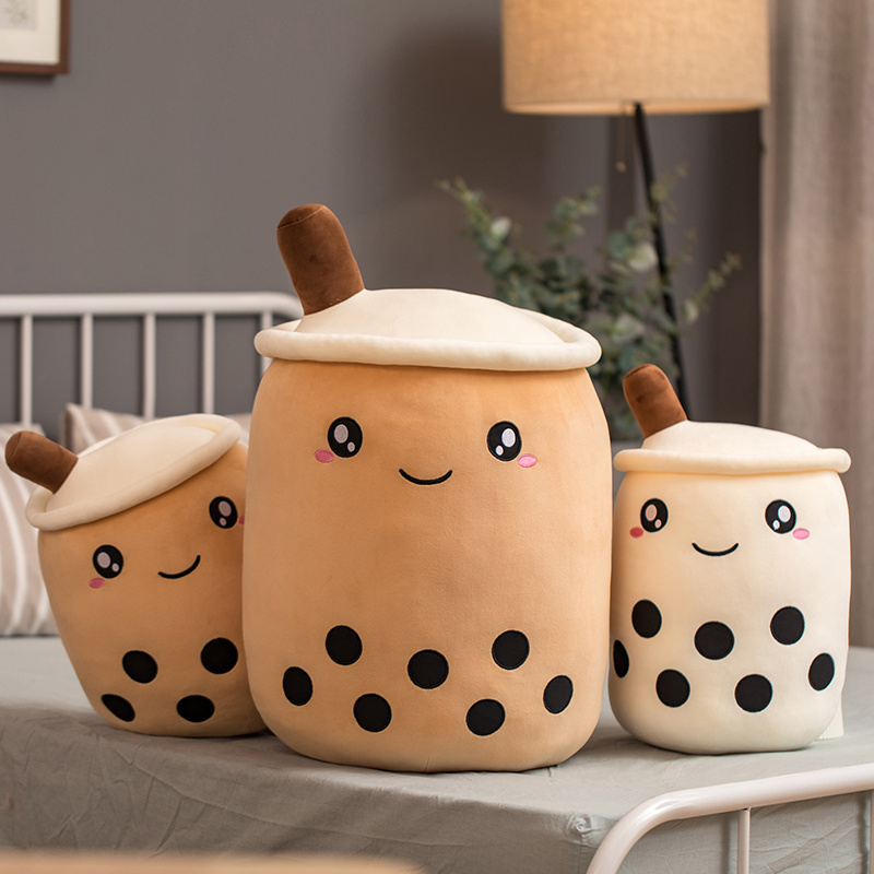 Food Plushies Adorable Boba Milk Tea Plush Toy - Soft Stuffed Fruit Cushion for Kids
