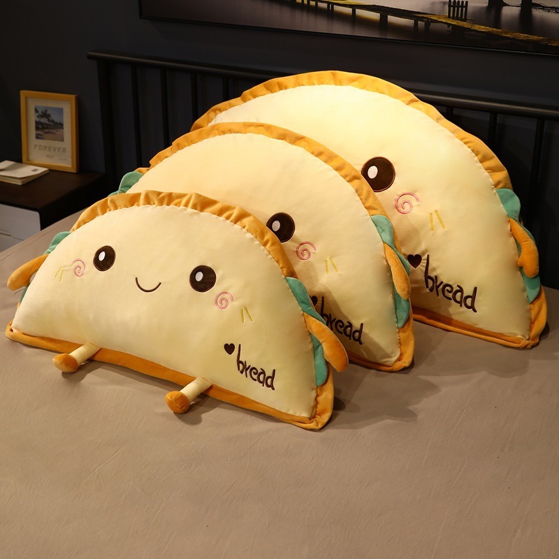 Food Plushies Adorable Cartoon Bread Semicircle Pillow - Plush Dumpling Cushion