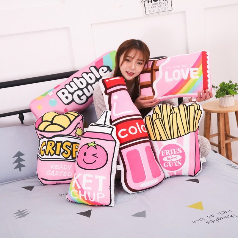 Food Plushies Adorable Girl's Heart-Shaped Snack Plush Pillow Toy
