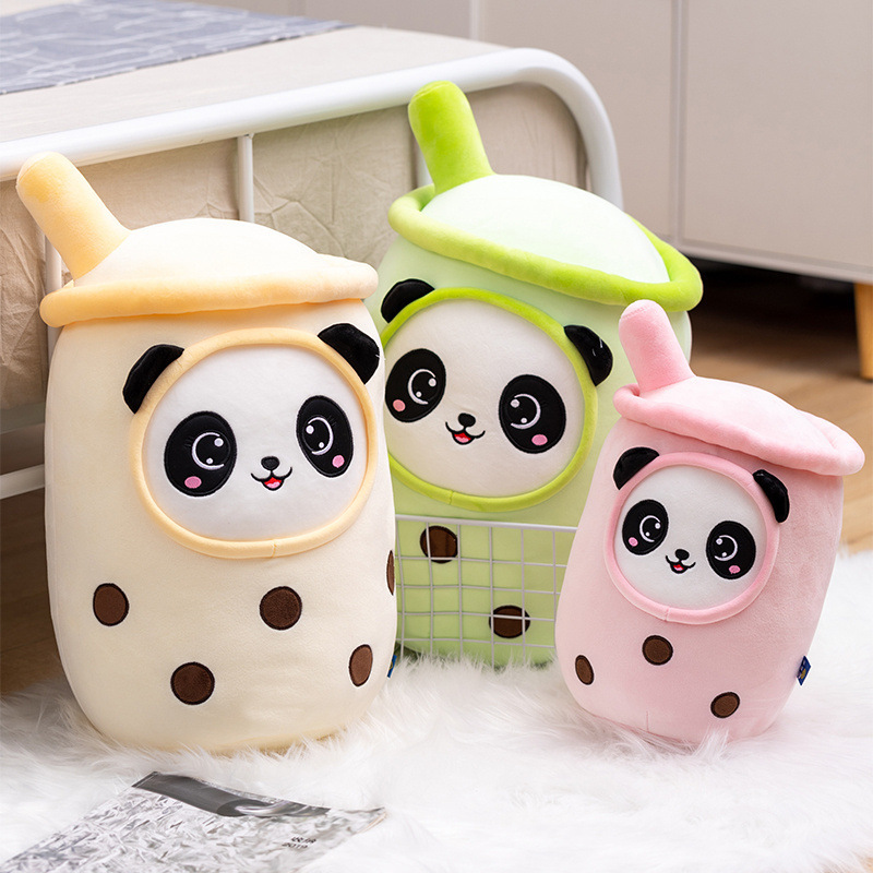 Food Plushies Adorable Panda Milk Tea Cup Plush Pillow - Perfect for Sofa Cuddles