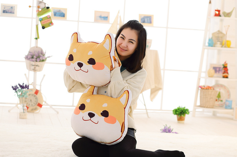 Food Plushies Adorable Shiba Inu Burger Pillow - Soft & Cuddly Print Plush Doll
