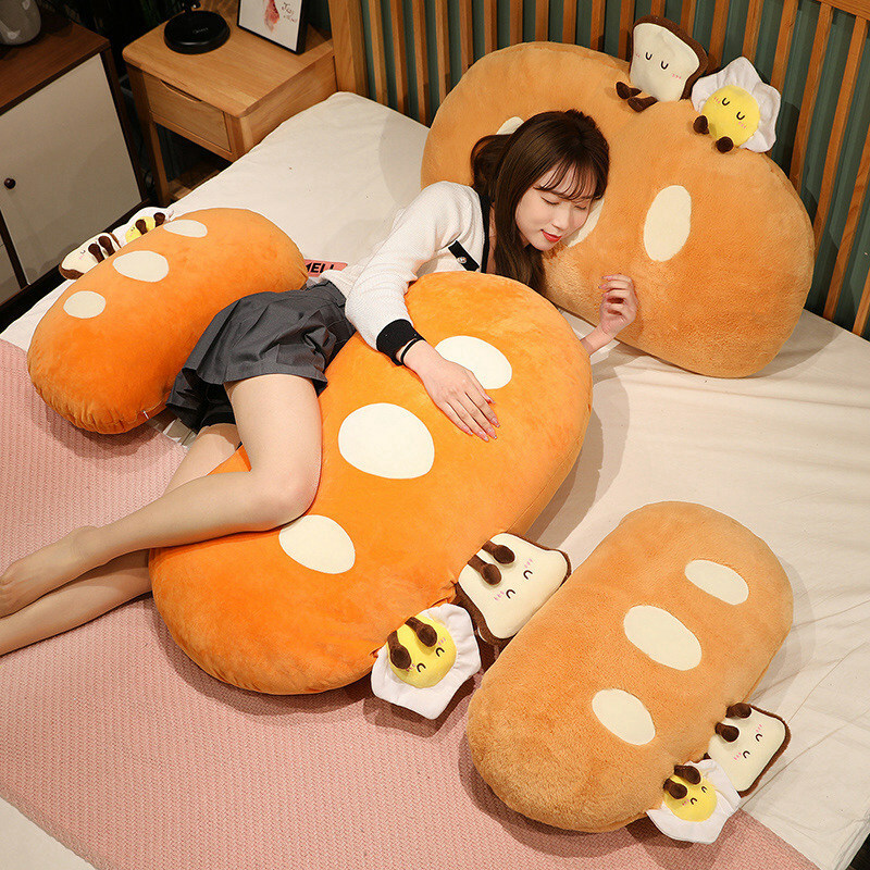 Food Plushies Adorable Toast-Shaped Bedside Cushion: Washable & Cozy for Bedrooms