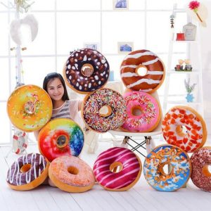 Food Plushies Plush Donut Cushion Pillow - Cozy Bedding with Unique Bottom Hole Design